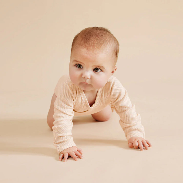 Organic Stripe Rib Kimono Bodysuit - Dusk