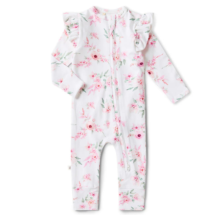 Camille Organic Snugglesuit Convertible Romper with Frill