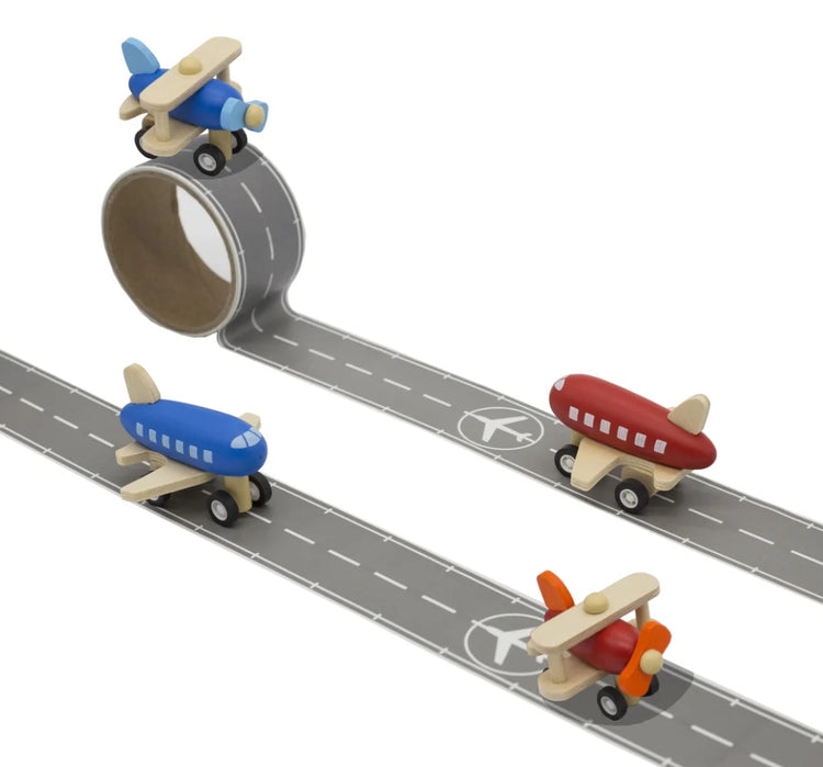 Wooden Plane with Airport runway adhesive tape