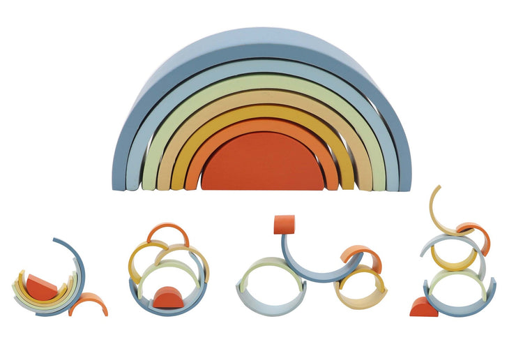 Wooden Stacking Toy | Rainbow Denim & Rust