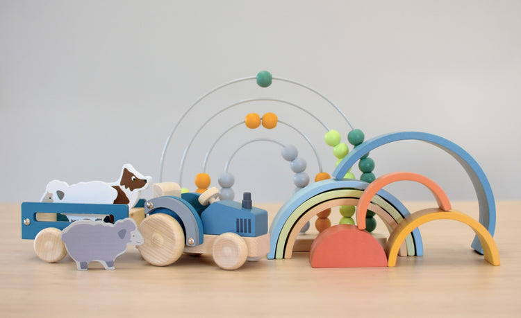 Wooden Stacking Toy | Rainbow Denim & Rust