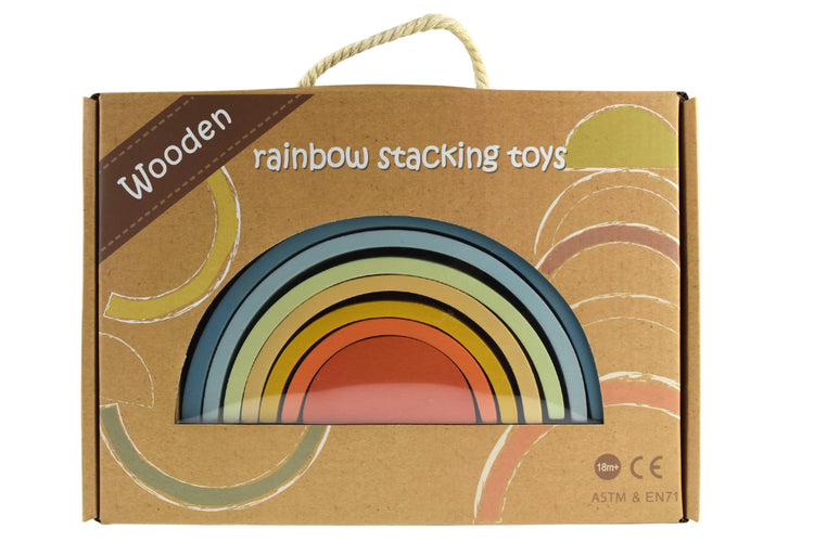 Wooden Stacking Toy | Rainbow Denim & Rust