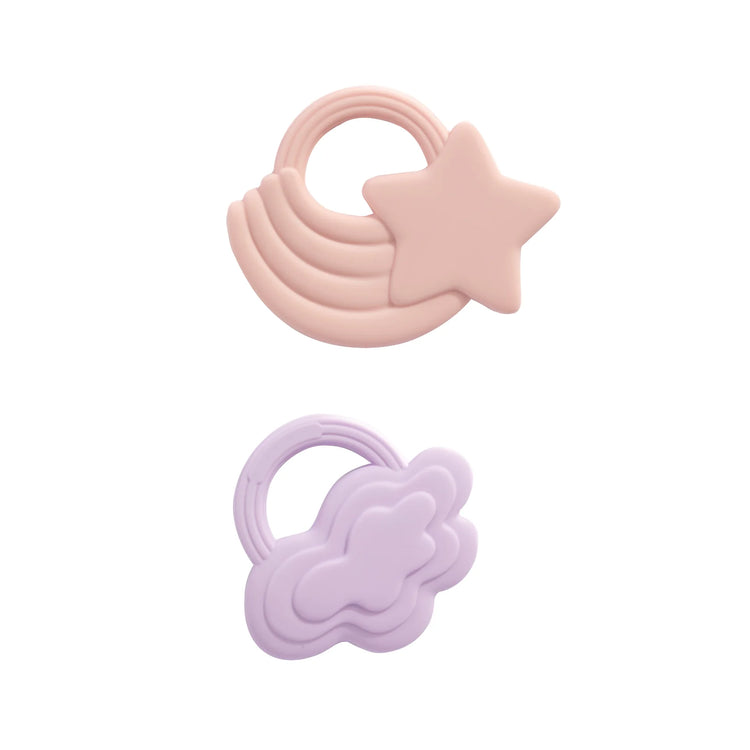 2PK Silicone Teether - Stars & Cloud Pink/Purple