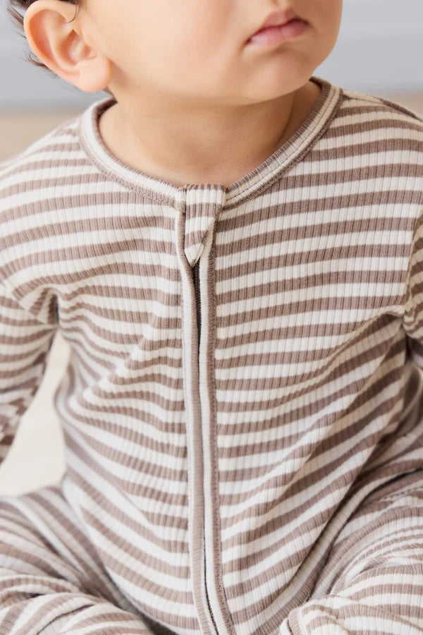 Organic Cotton Modal Gracelyn Onepiece - Narrow Stripe Tweed/Cloud