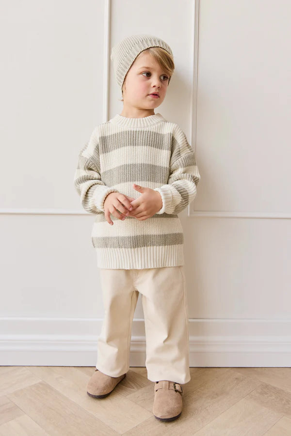 Johan Knit Jumper - Wide Knit Stripe Cloud/Raindance