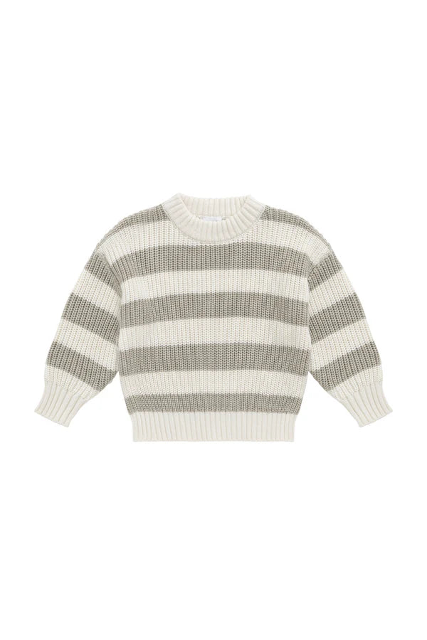 Johan Knit Jumper - Wide Knit Stripe Cloud/Raindance