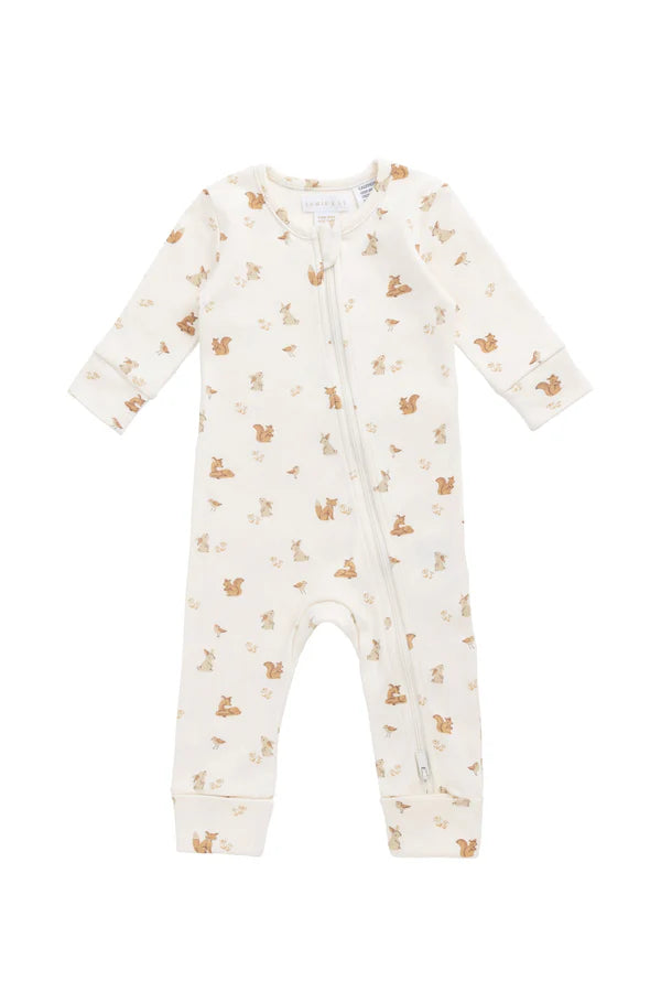 Organic Cotton Reese Zip Onepiece - Forest Friends
