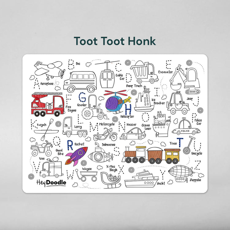 Toot Toot Honk Reusable Silicone Colouring Mat