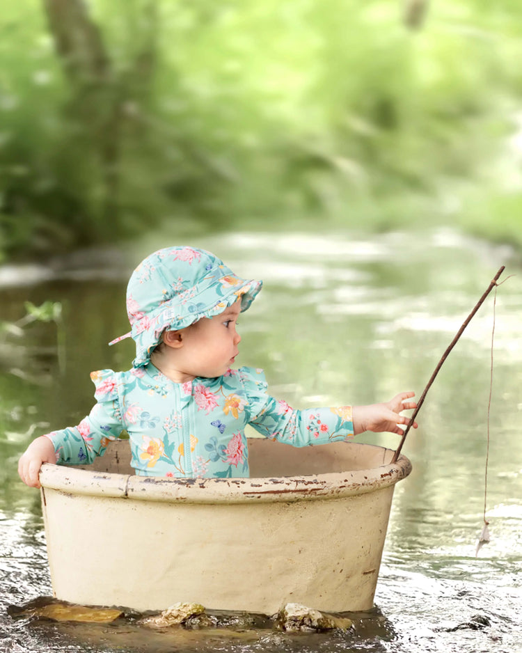Swim Onesie L/S Ripple - Waratah Mint