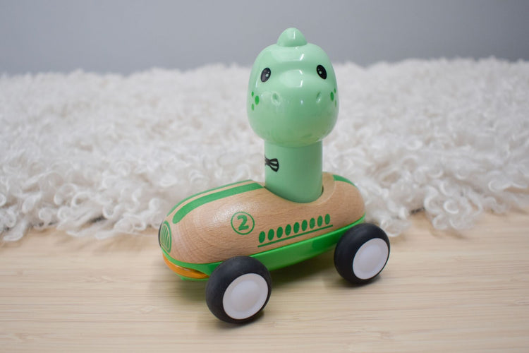 Wooden Press Go Racer Dinosaur With Sound And Light