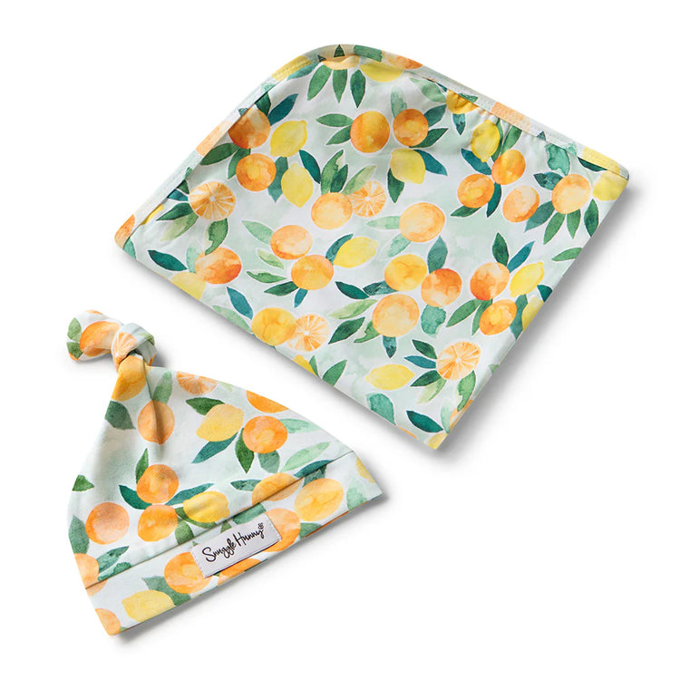 Citrus Squeeze Organic Jersey Wrap & Beanie Set