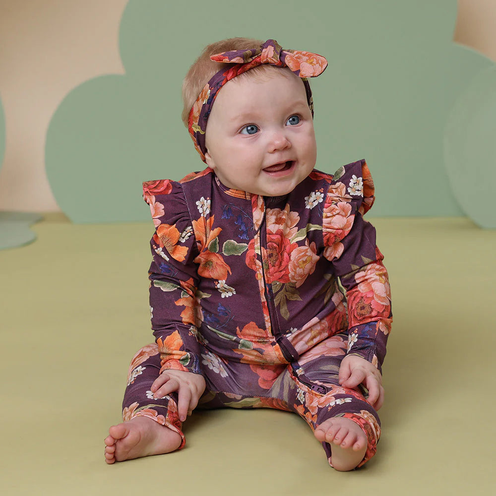 Butterfly Organic Snugglesuit Convertible Romper with Frill