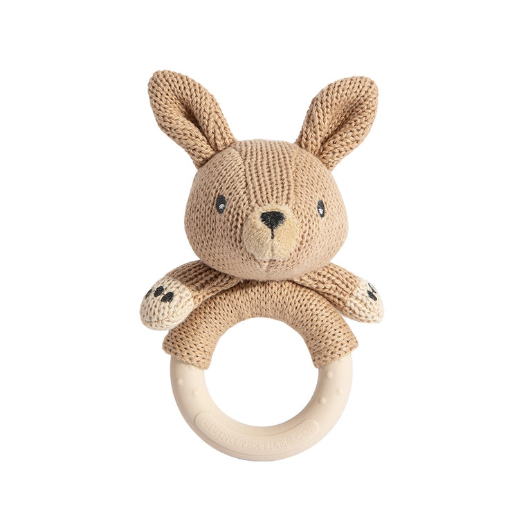 Knitted/Silicone Ring Rattle - Kangaroo