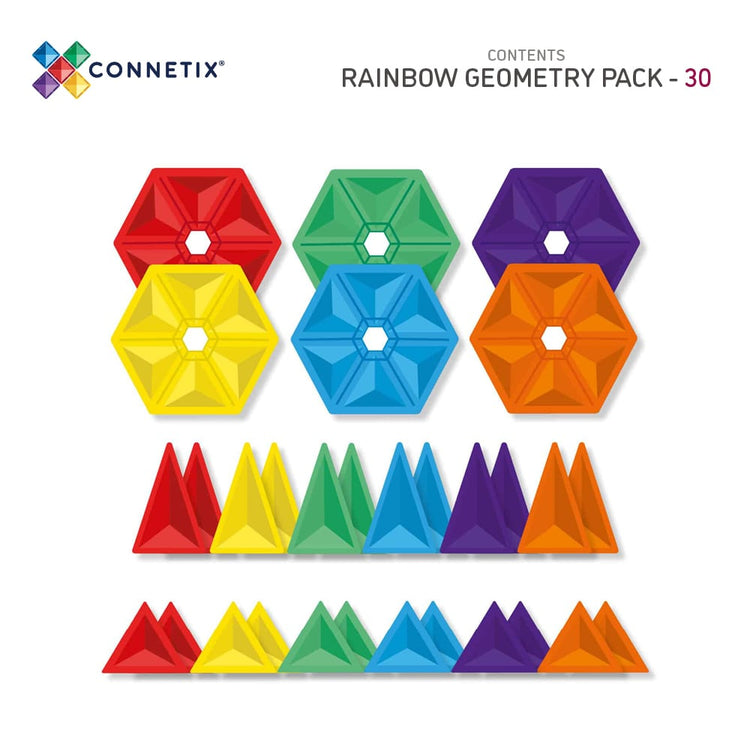 Connetix Tiles - Rainbow Geometry Pack - 30 piece