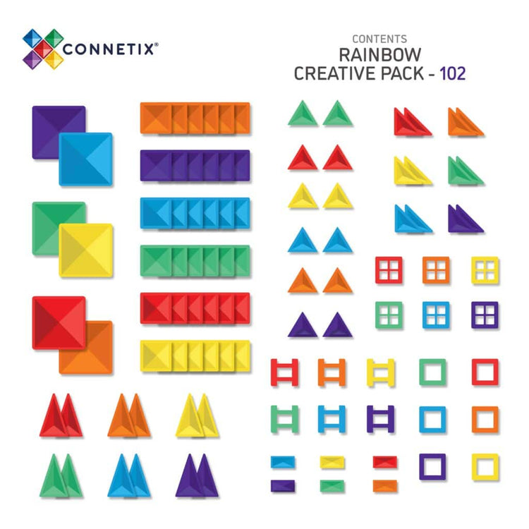 Connetix Tiles - Rainbow Creative Pack - 102 pieces