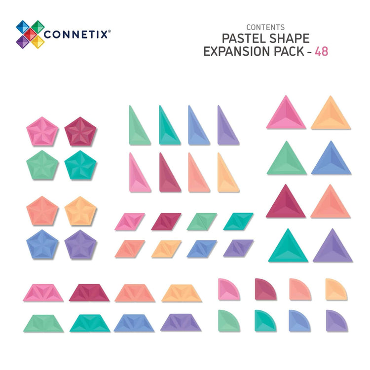 Connetix Tiles - Pastel Shape Expansion Pack - 48 pieces