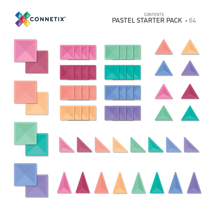Connetix Tiles - Pastel Starter Pack - 60 pieces