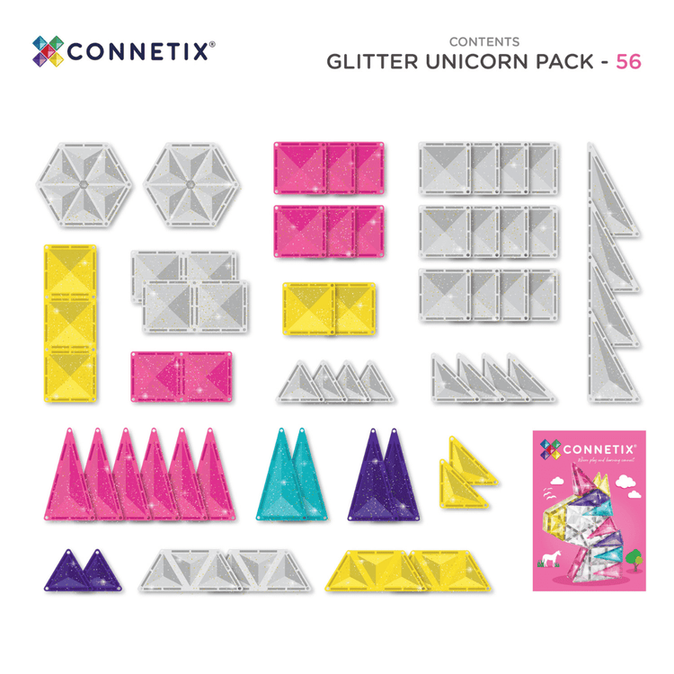 Connetix Tiles - Glitter Unicorn Pack 56 pc