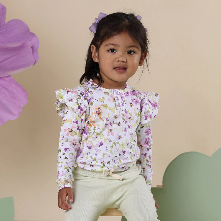 Isla Organic Long Sleeve Top with Frill