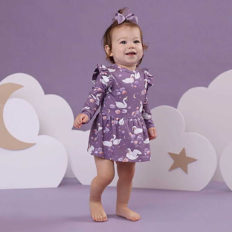 Midnight Swan Long Sleeve Organic Dress