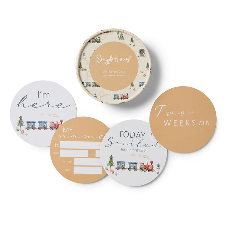Trains & Pebble Reversible Milestone Cards