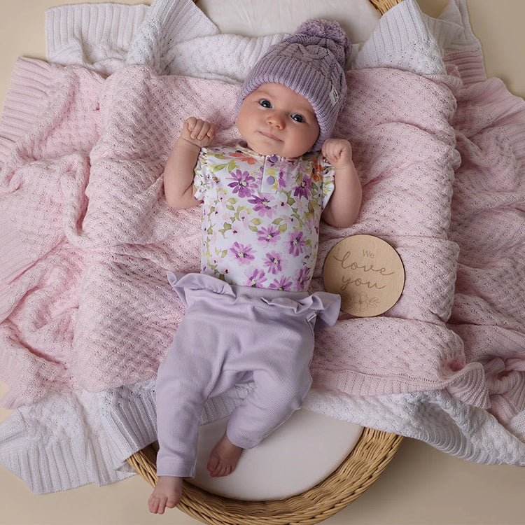 Lavender Organic Pants with Frill