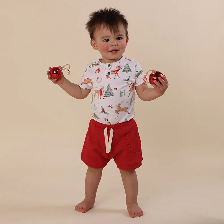 Prancer & Friends Short Sleeve Organic Bodysuit