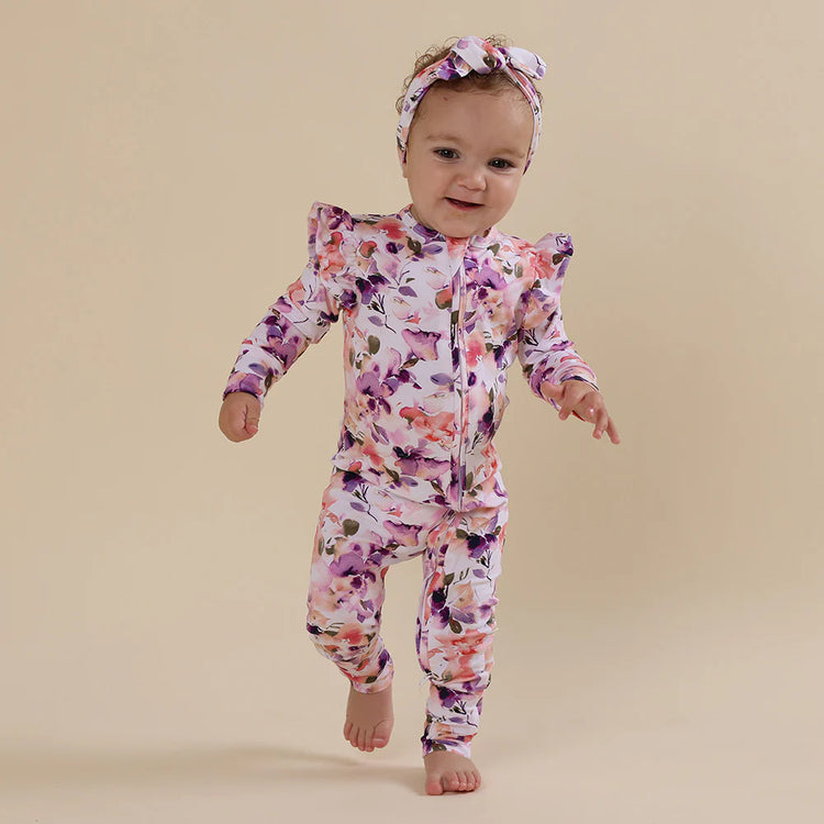 Blushing Beauty Organic Snugglesuit Convertible Romper with Frill