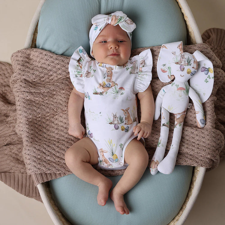 Easter Bunnies Short Sleeve Organic Bodysuit with Frill