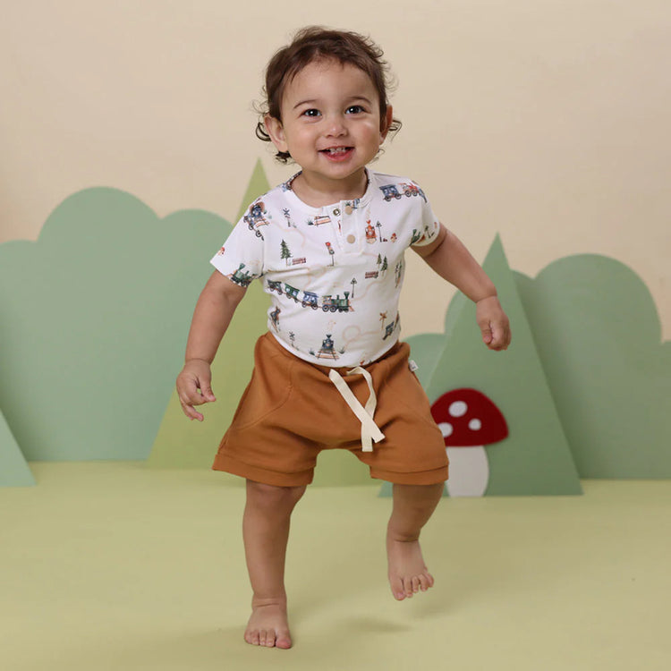 Trains Short Sleeve Organic Bodysuit