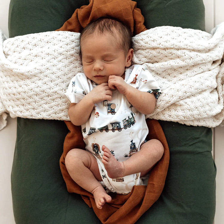 Trains Short Sleeve Organic Bodysuit