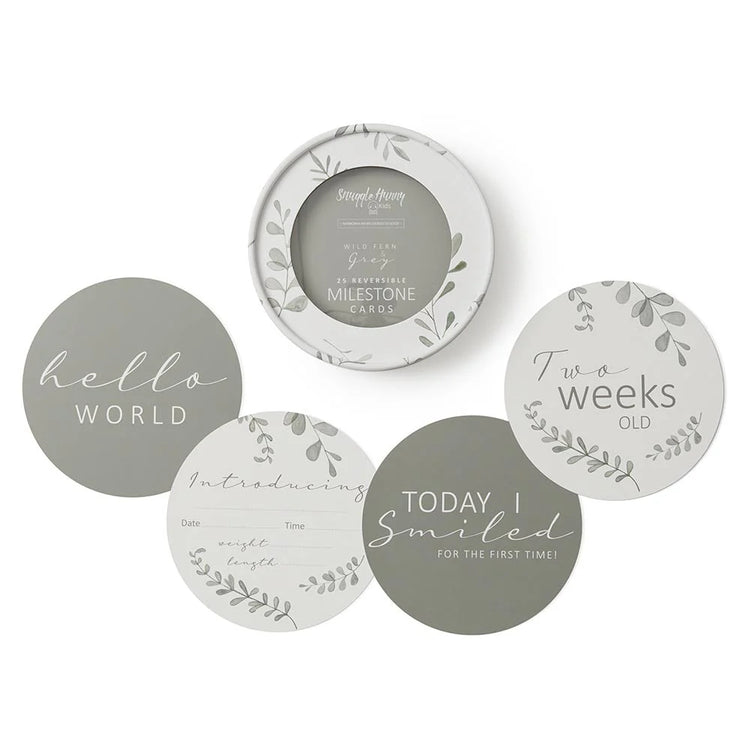 Wild Fern & Grey Reversible Milestone Cards