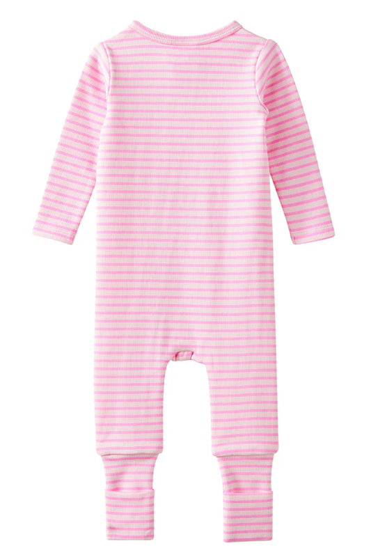 Tickled Pink Stripe Zip Romper