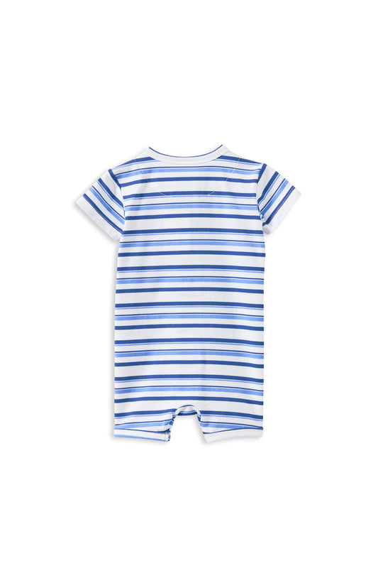 Blue Stripe Zip Romper