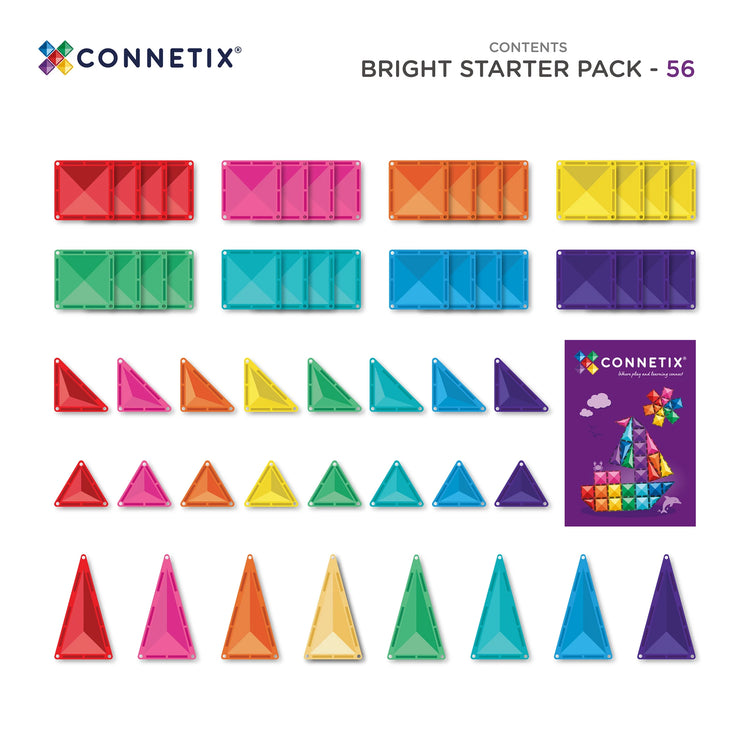 Connetix Tiles - Bright Starter Pack - 56 Piece