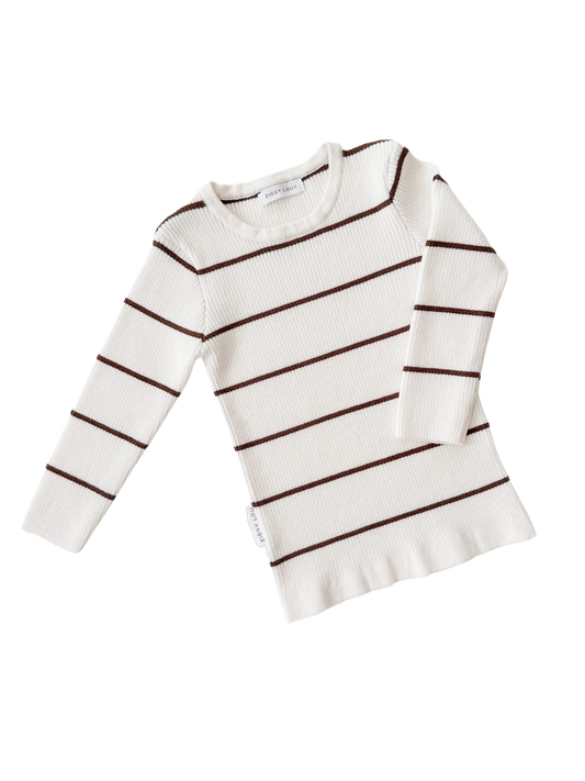 Ribbed Top - Cocoa Stripes - By Ziggy Lou