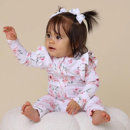 Camille Organic Snugglesuit Convertible Romper with Frill