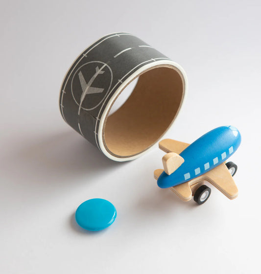 Wooden Plane with Airport runway adhesive tape