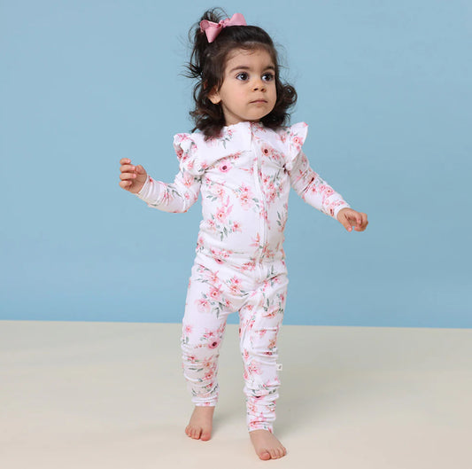 Camille Organic Snugglesuit Convertible Romper with Frill