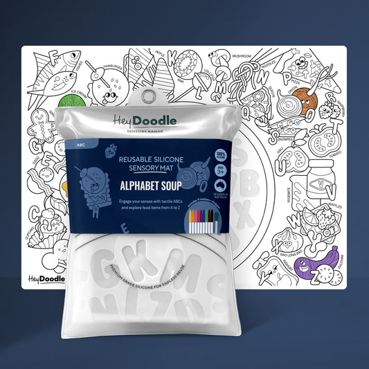 Alphabet Soup Reusable Silicone Colouring Mat