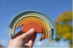 Wooden Stacking Toy | Rainbow Denim & Rust