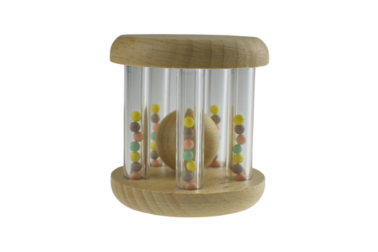 Wooden Rainbow Rattle With Rainbow Bead