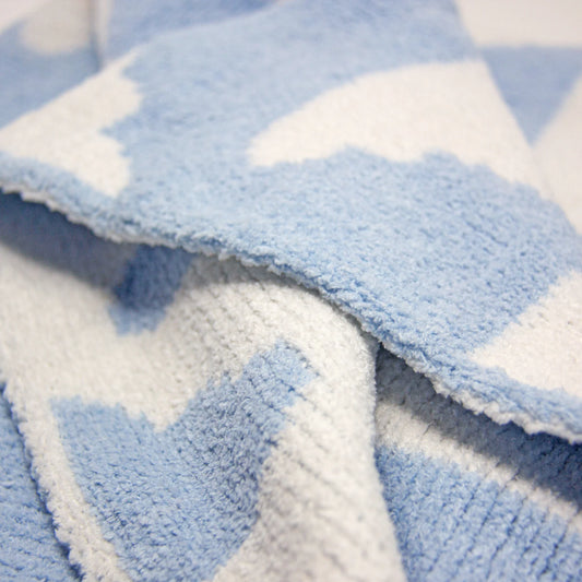 Living Textiles Chenille Baby Blanket Blue Clouds