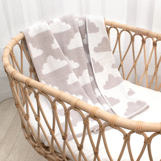 Living Textiles Chenille Baby Blanket Grey Clouds