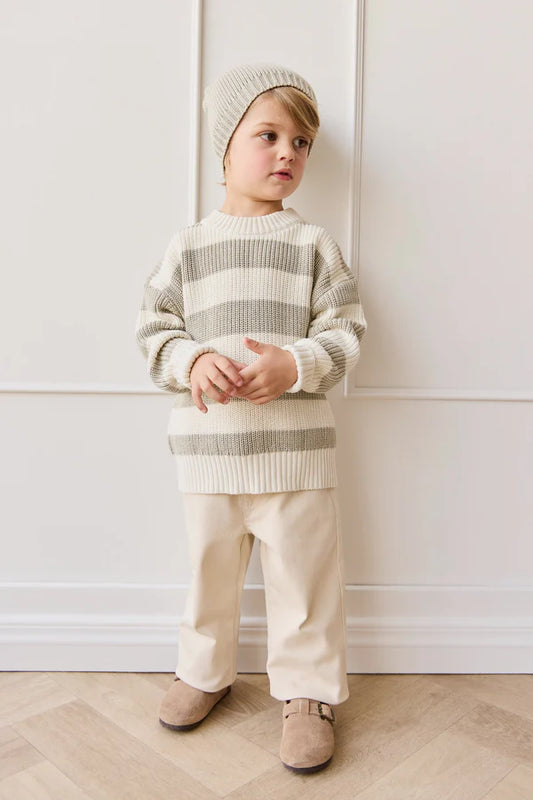 Johan Knit Jumper - Wide Knit Stripe Cloud/Raindance