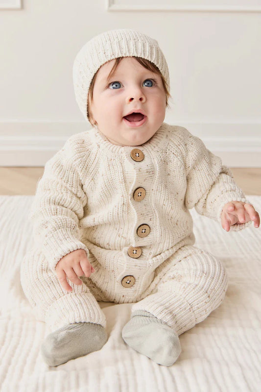 Alfie Knitted Onepiece - Oatmeal Hay Fleck