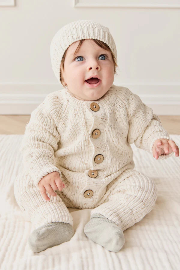 Alfie Knitted Onepiece - Oatmeal Hay Fleck