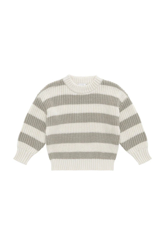 Johan Knit Jumper - Wide Knit Stripe Cloud/Raindance