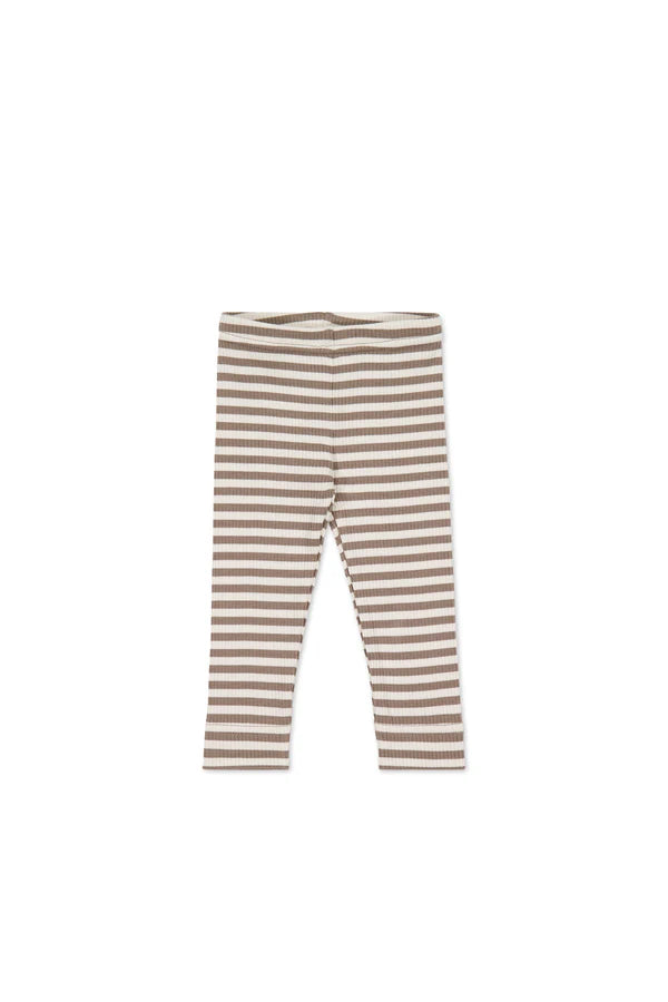 Organic Cotton Modal Legging - Narrow Stripe Tweed/Cloud