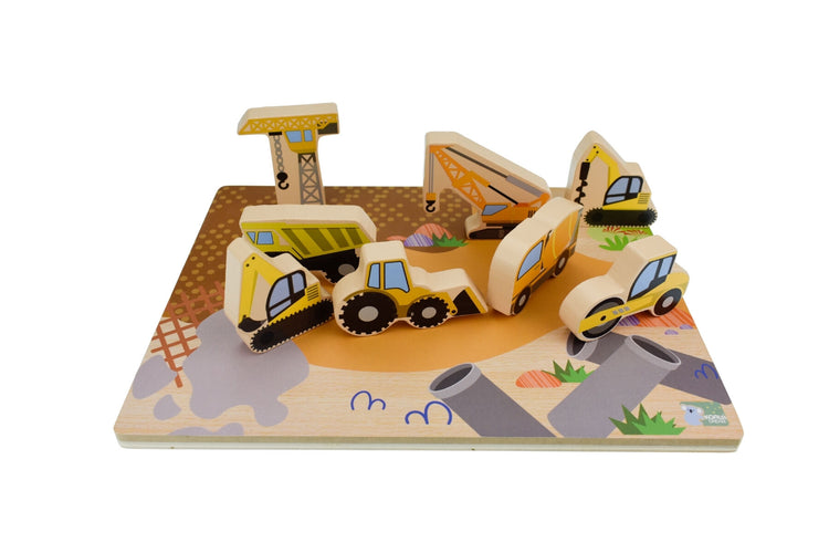 Wooden Chunky Construction Vehicle Puzzle